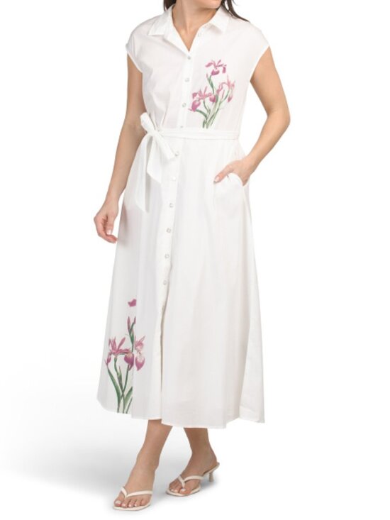 Hunter Dresses & Skirts - HUNTER Midi Button Down Faux Embroidery Shirt Dress